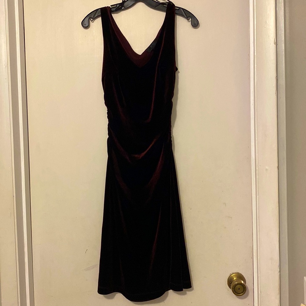 BCBG Max Azria Essentials Size M Stretchy Velvet Wine Dress